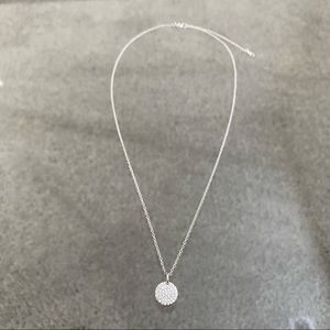 Dainty Thin Simple Silver Flat Crystal Sphere Pendent Necklace